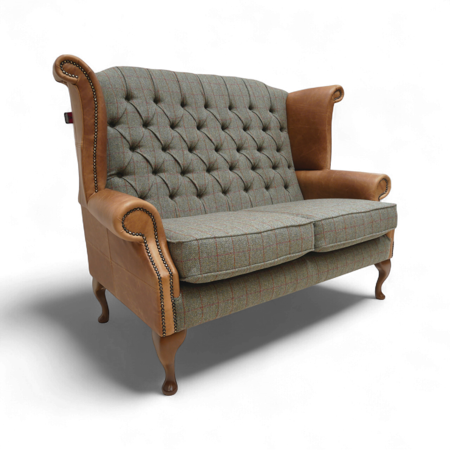 Queen Anne 2-Seater – Harris Tweed & Leather | Handmade UK – Vintage ...