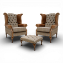 Queen Anne Handmade Harris Tweed Wingback Armchair | British Made