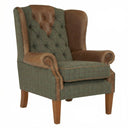 Berkley Handmade Harris Tweed and Leather Wingback Armchair | British Made
