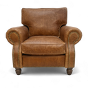 Hepburn Armchair in Distressed Vintage Leather and Tan, handmade by Vintage Sofa Makers