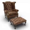 Queen Anne Handmade Leather Wingback Armchair | British Made