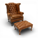 Queen Anne Handmade Leather Wingback Armchair | British Made
