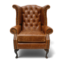 Queen Anne Handmade Leather Wingback Armchair in Tan, handmade by Vintage Sofa Makers