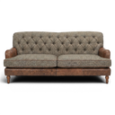 Howie Handmade Sofa in Harris Tweed and Distressed Vintage Leather in Bracken Brown and Tan, handmade by Vintage Sofa Makers