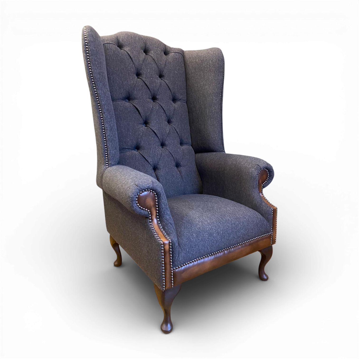 High Back Wing Chair in Herringbone Harris Tweed | Vintage Revival ...