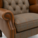 Handmade Berkley Chesterfield Wingback Armchair in Harris Tweed & Vintage Leather
