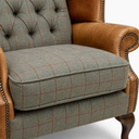 Handmade Berkley Chesterfield Wingback Armchair in Harris Tweed & Vintage Leather