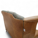Queen Anne 2-Seater Sofa – Harris Tweed & Vintage Leather, Handmade in Britain