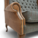 Queen Anne 2-Seater Sofa – Harris Tweed & Vintage Leather, Handmade in Britain