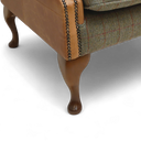 Queen Anne 2-Seater Sofa – Harris Tweed & Vintage Leather, Handmade in Britain