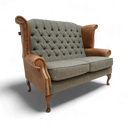 Queen Anne 2-Seater Sofa – Harris Tweed & Vintage Leather, Handmade in Britain
