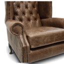 Queen Anne Handmade Leather Wingback Armchair | British Made