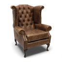 Queen Anne Handmade Leather Wingback Armchair | British Made