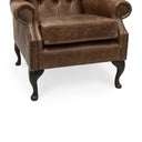 Queen Anne Wingback Armchair – Distressed Vintage Leather or Harris Tweed®, Handmade in Britain