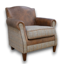 Burlington Club Armchair – Harris Tweed & Vintage Leather, Handmade in Britain