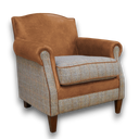 Burlington Club Armchair – Harris Tweed & Vintage Leather, Handmade in Britain