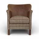 Eccentric Professor Club Armchair — Harris Tweed & Leather, Handmade in Britain