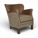 Eccentric Professor Club Armchair — Harris Tweed & Leather, Handmade in Britain