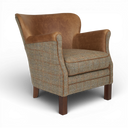Eccentric Professor Club Armchair — Harris Tweed & Leather, Handmade in Britain