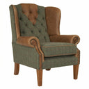 Berkley Handmade Harris Tweed and Leather Wingback Armchair | British Made