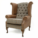 Queen Anne Handmade Harris Tweed Wingback Armchair | British Made