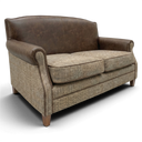 Burlington Club 2-Seater Handmade Vintage Leather & Harris Tweed Sofa