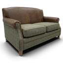 Burlington Club 2-Seater Handmade Vintage Leather & Harris Tweed Sofa