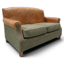 Burlington Club 2-Seater Handmade Vintage Leather & Harris Tweed Sofa
