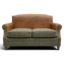 Burlington Club 2-Seater Handmade Vintage Leather & Harris Tweed Sofa