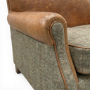 Burlington Club 2-Seater Handmade Vintage Leather & Harris Tweed Sofa