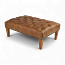 Handmade Distressed Vintage Leather Chesterfield Footstool – British Made