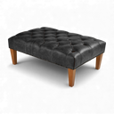 Handmade Distressed Vintage Leather Chesterfield Footstool – British Made