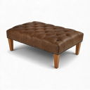 Handmade Distressed Vintage Leather Chesterfield Footstool – British Made