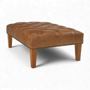 Handmade Distressed Vintage Leather Chesterfield Footstool – British Made