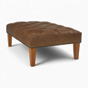 Handmade Distressed Vintage Leather Chesterfield Footstool – British Made