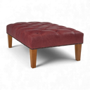 Handmade Distressed Vintage Leather Chesterfield Footstool – British Made