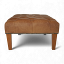 Handmade Distressed Vintage Leather Chesterfield Footstool – British Made