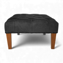 Handmade Distressed Vintage Leather Chesterfield Footstool – British Made