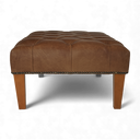 Handmade Distressed Vintage Leather Chesterfield Footstool – British Made