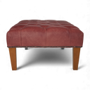 Handmade Distressed Vintage Leather Chesterfield Footstool – British Made