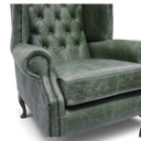 Queen Anne Handmade Leather Wingback Armchair | British Made