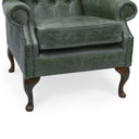 Queen Anne Wingback Armchair – Distressed Vintage Leather or Harris Tweed®, Handmade in Britain