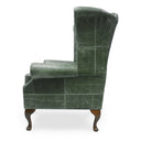 Queen Anne Wingback Armchair – Distressed Vintage Leather or Harris Tweed®, Handmade in Britain