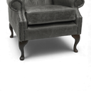 Queen Anne Handmade Leather Wingback Armchair | British Made