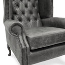 Queen Anne Wingback Armchair – Distressed Vintage Leather or Harris Tweed®, Handmade in Britain