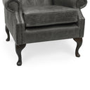 Queen Anne Wingback Armchair – Distressed Vintage Leather or Harris Tweed®, Handmade in Britain