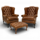 Berkley Vintage Leather Chesterfield Wingback Armchair | Handmade in Britain