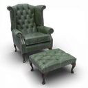 Queen Anne Handmade Leather Wingback Armchair | British Made