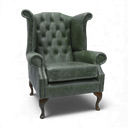 Queen Anne Handmade Leather Wingback Armchair | British Made