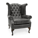 Queen Anne Wingback Armchair – Distressed Vintage Leather or Harris Tweed®, Handmade in Britain